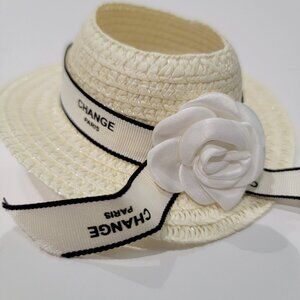 Labubu Straw Hat with Flower Accent #4